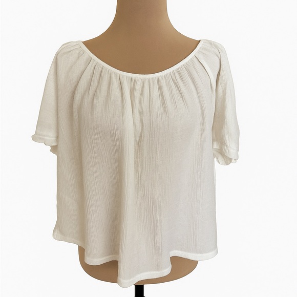 Madewell Tops - Madewell White Blouse with Gathered Neckline
